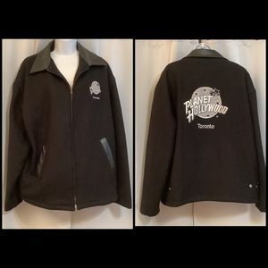 Planet Hollywood Jacket Men’s XL Bomber Vintage Wool Leather Unisex
